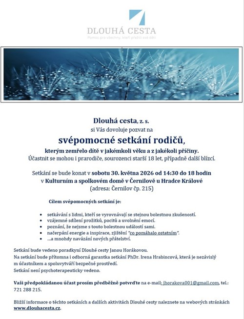 SVÉPOMOCNÉ SETKÁNÍ Černilov u Hradce Králové